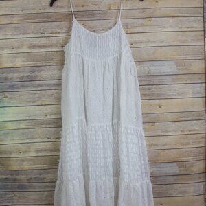 Zara Women Fringed Embroidered Eyelet Maxi Dress
